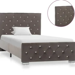 vidaXL - Bed frame met hoofdeinde - Grijs - Fluweel - 90x200 cm