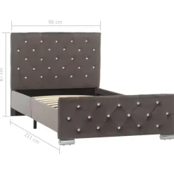 vidaXL - Bed frame met hoofdeinde - Grijs - Fluweel - 90x200 cm