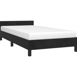 vidaXL - Bed frame met hoofdeinde zonder matras - Zwart - Fluweel - 80x200 cm