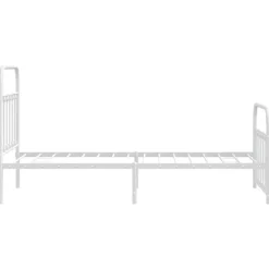 1-Persoons Bedden-vidaXL - Bed frame met hoofd- en voeteneinde - Wit - Metaal - 90x190 cm