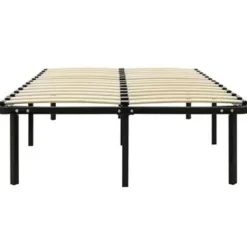 2-Persoons Bedden-vidaXL - Bed frame met hout lattenbodem - Zwart - metaal - 160x200 cm