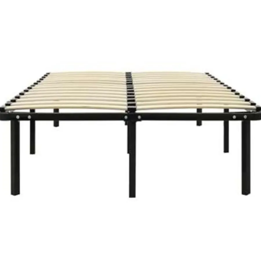 2-Persoons Bedden-vidaXL - Bed frame met hout lattenbodem - Zwart - metaal - 160x200 cm
