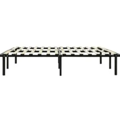 2-Persoons Bedden-vidaXL - Bed frame met hout lattenbodem - Zwart - metaal - 160x200 cm
