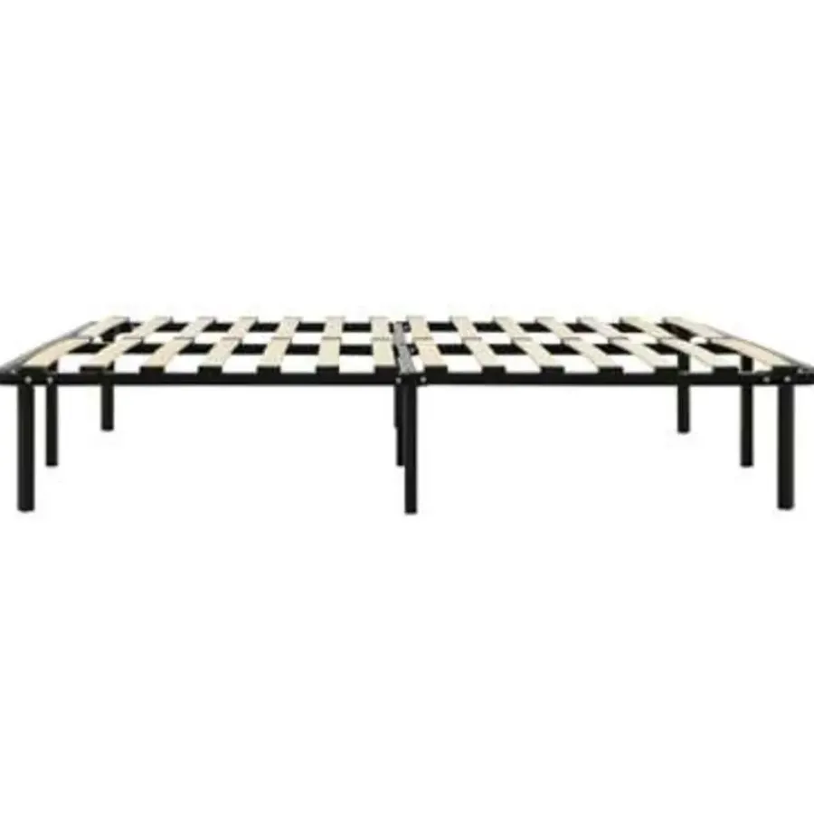 2-Persoons Bedden-vidaXL - Bed frame met hout lattenbodem - Zwart - metaal - 160x200 cm