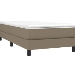 1-Persoons Bedden-vidaXL - Bed frame met hout lattenbodem - Taupe - Stof - 90x200 cm