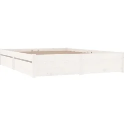 Twijfelaars-vidaXL - Bed frame met lades - Wit - Massief grenenhout - 140x200 cm