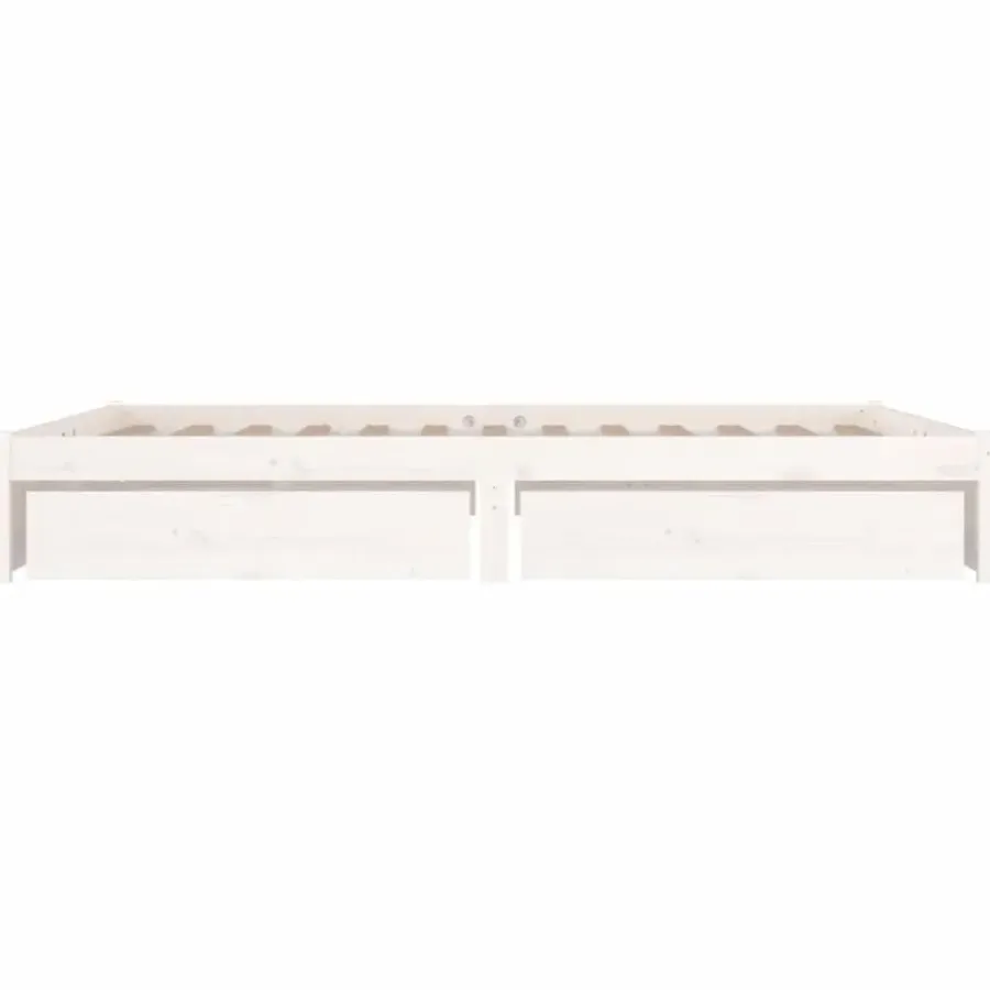 Twijfelaars-vidaXL - Bed frame met lades - Wit - Massief grenenhout - 140x200 cm