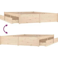 vidaXL - Bed frame met lades - Naturel - Massief grenenhout - 140x200 cm