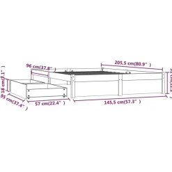 vidaXL - Bed frame met lades - Naturel - Massief grenenhout - 140x200 cm