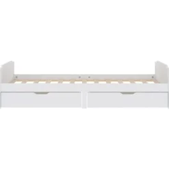 1-Persoons Bedden-vidaXL - Bed frame met lades - Wit - Massief grenenhout - 90x200 cm