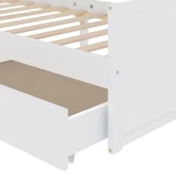 1-Persoons Bedden-vidaXL - Bed frame met lades - Wit - Massief grenenhout - 90x200 cm