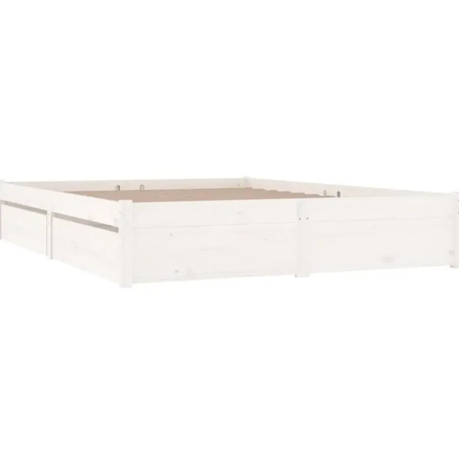 Twijfelaars-vidaXL - Bed frame met lades - wit - Massief grenenhout - 120x200 cm