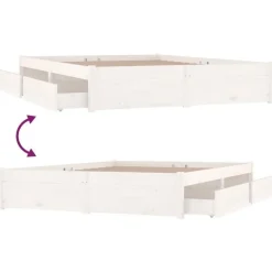 Twijfelaars-vidaXL - Bed frame met lades - wit - Massief grenenhout - 120x200 cm