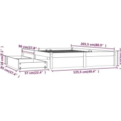 Twijfelaars-vidaXL - Bed frame met lades - wit - Massief grenenhout - 120x200 cm