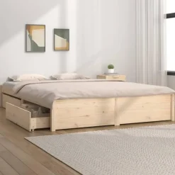 vidaXL - Bed frame met lades - Naturel - Massief grenenhout - 160x200 cm