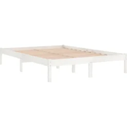 vidaXL - Bed frame met lattenbodem - Wit - Massief grenenhout - 140x200 cm