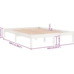 vidaXL - Bed frame met lattenbodem - Wit - Massief grenenhout - 140x200 cm