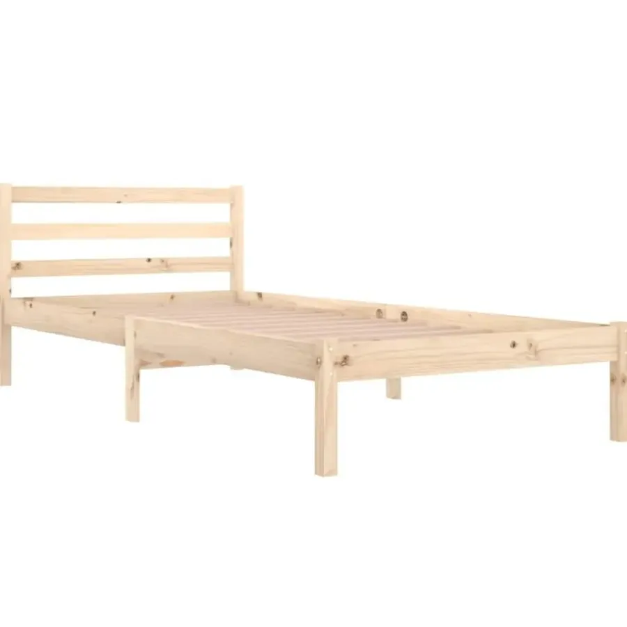 vidaXL - Bed frame met lattenbodem - Naturel - Massief grenenhout - 90x200 cm