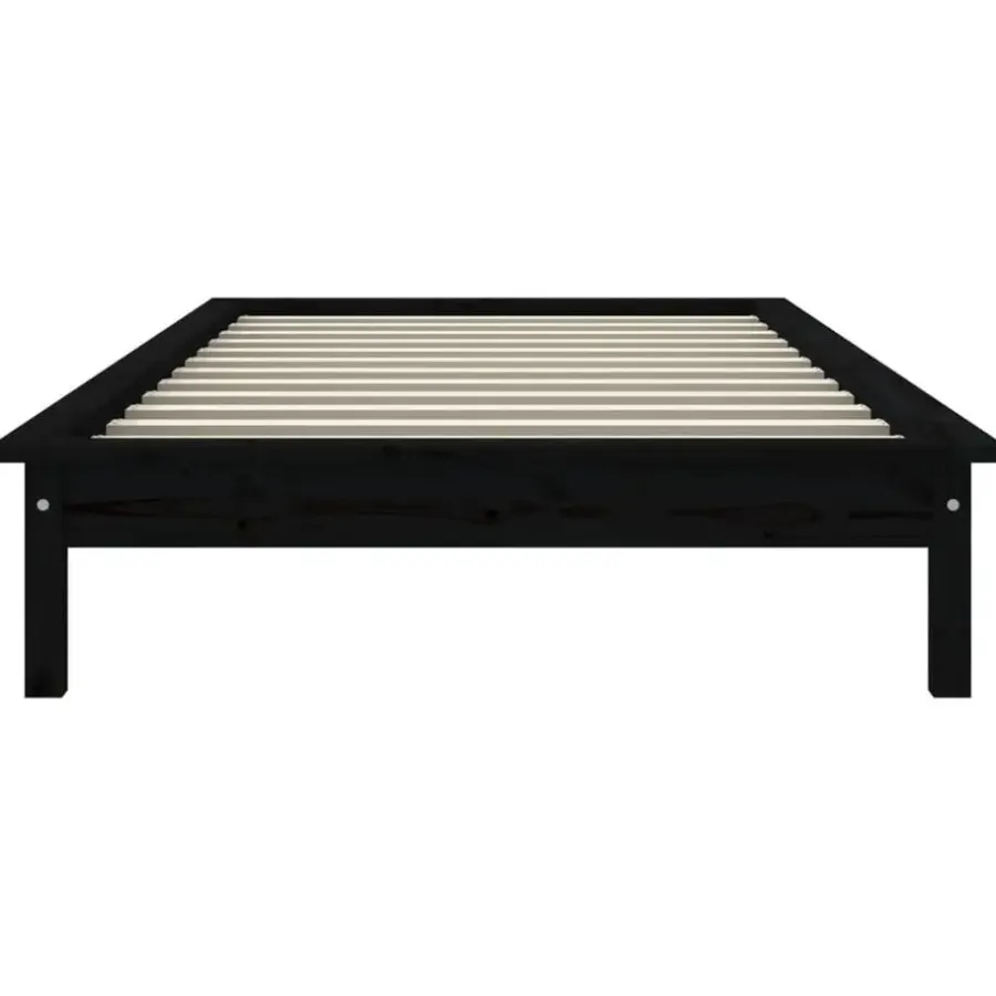 1-Persoons Bedden-vidaXL - Bed frame met lattenbodem - Zwart - Massief grenenhout - 90x200 cm