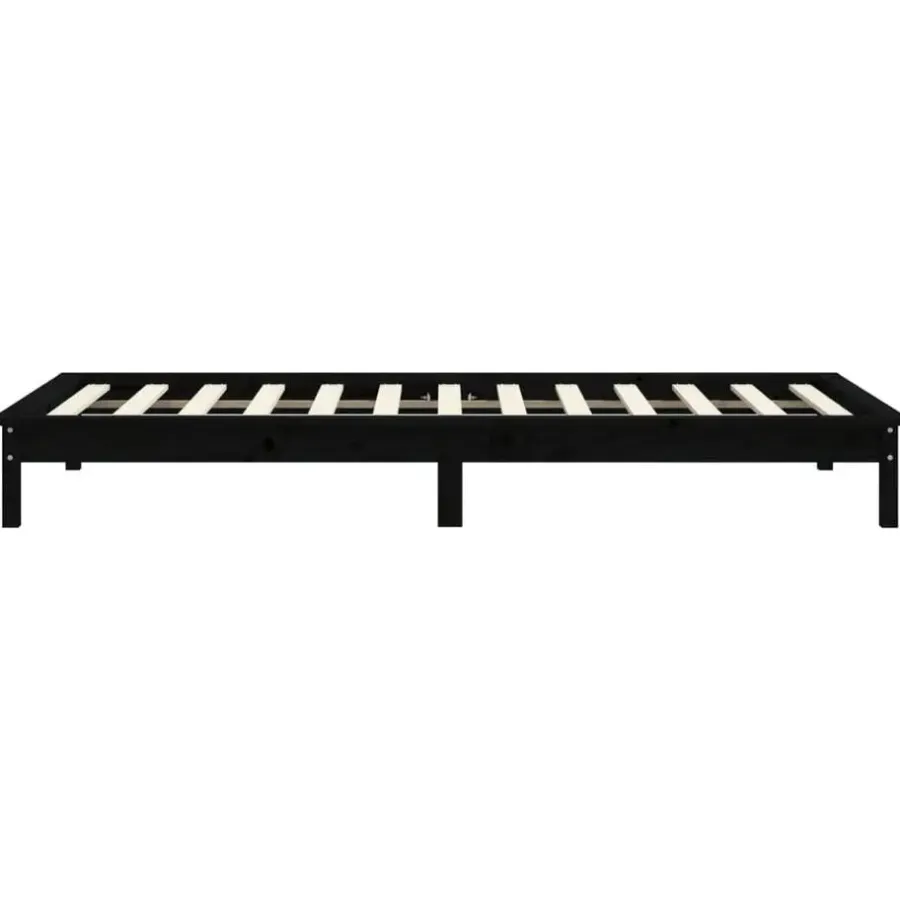1-Persoons Bedden-vidaXL - Bed frame met lattenbodem - Zwart - Massief grenenhout - 90x200 cm