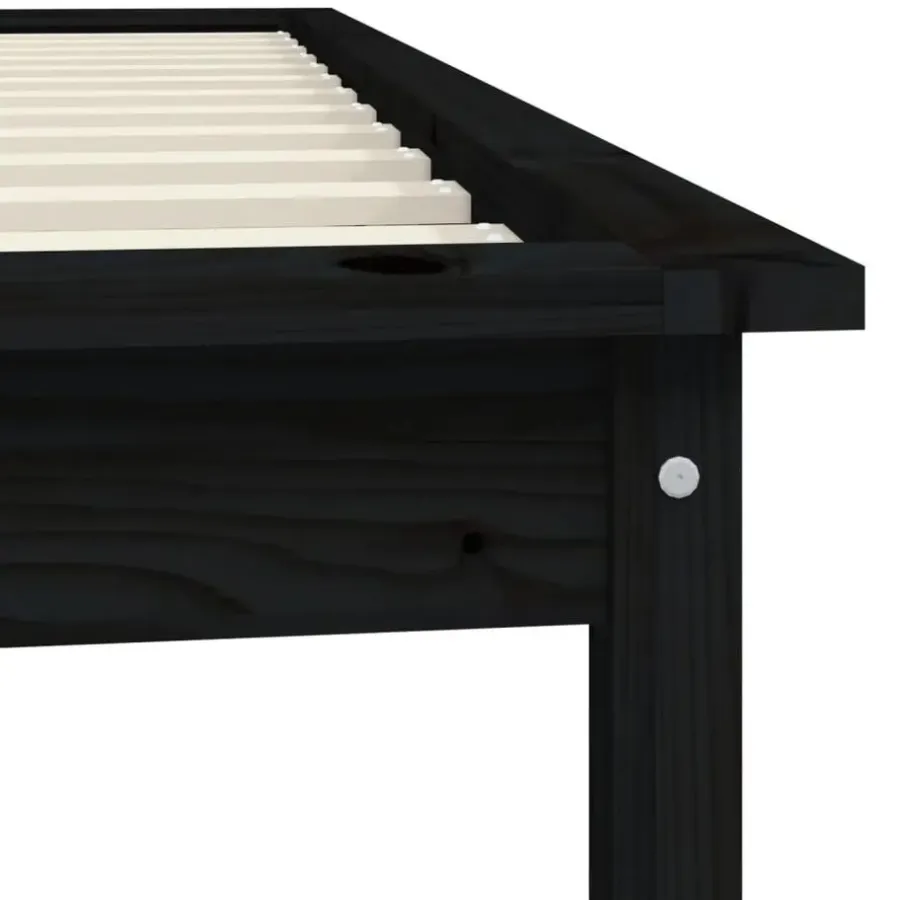 1-Persoons Bedden-vidaXL - Bed frame met lattenbodem - Zwart - Massief grenenhout - 90x200 cm