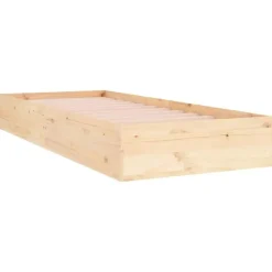 vidaXL - Bed frame met lattenbodem - Naturel - Massief hout - 90x190 cm