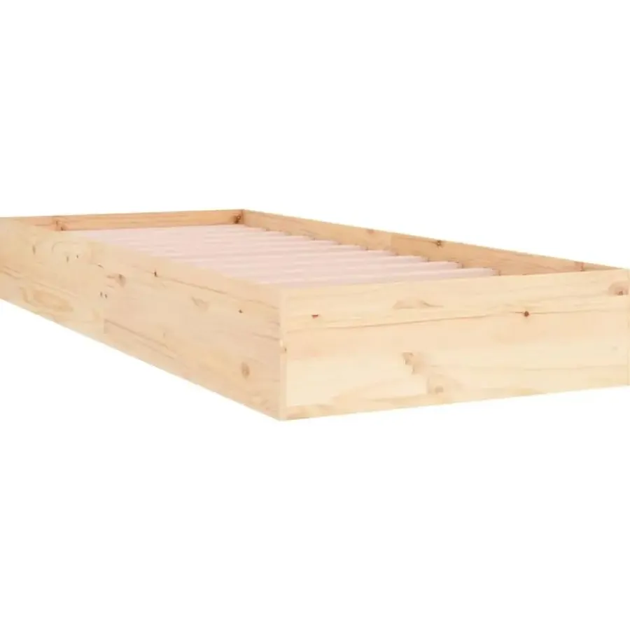 vidaXL - Bed frame met lattenbodem - Naturel - Massief hout - 90x190 cm