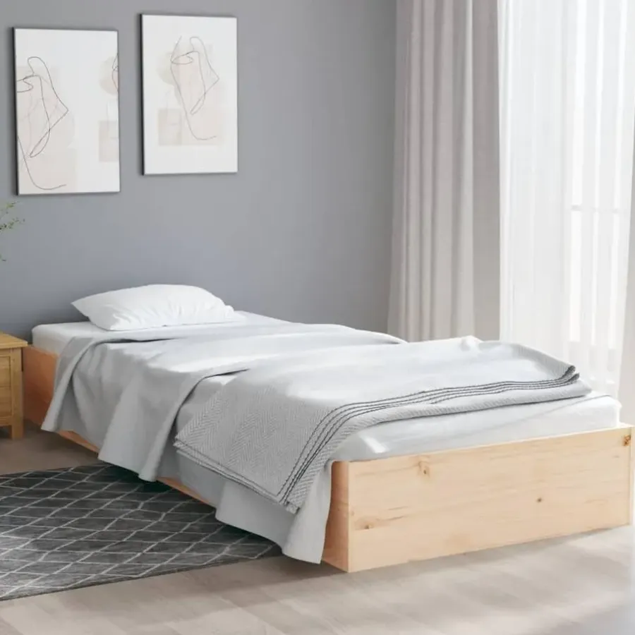 vidaXL - Bed frame met lattenbodem - Naturel - Massief hout - 90x190 cm