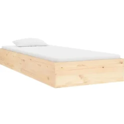 vidaXL - Bed frame met lattenbodem - Naturel - Massief hout - 90x190 cm