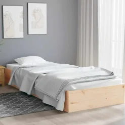 1-Persoons Bedden-vidaXL - Bed frame met lattenbodem - Naturel - Massief hout - 75x190 cm