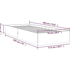 1-Persoons Bedden-vidaXL - Bed frame met lattenbodem - Naturel - Massief hout - 75x190 cm