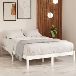 2-Persoons Bedden-vidaXL - Bed frame met lattenbodem - Wit - Massief grenenhout - 120x200 cm