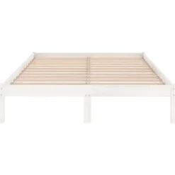 2-Persoons Bedden-vidaXL - Bed frame met lattenbodem - Wit - Massief grenenhout - 120x200 cm