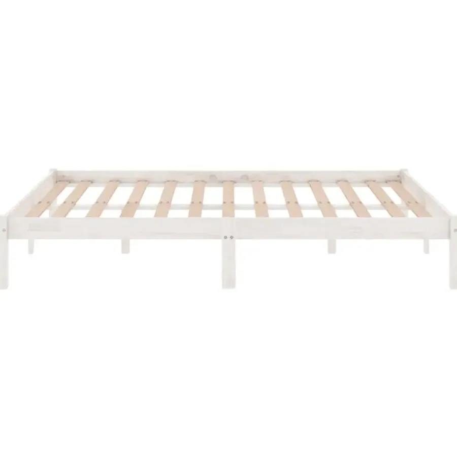 2-Persoons Bedden-vidaXL - Bed frame met lattenbodem - Wit - Massief grenenhout - 120x200 cm