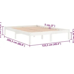 2-Persoons Bedden-vidaXL - Bed frame met lattenbodem - Wit - Massief grenenhout - 120x200 cm