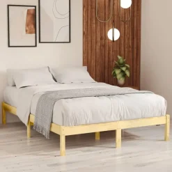 vidaXL - Bed frame met lattenbodem - Naturel - Massief grenenhout - 140x200 cm