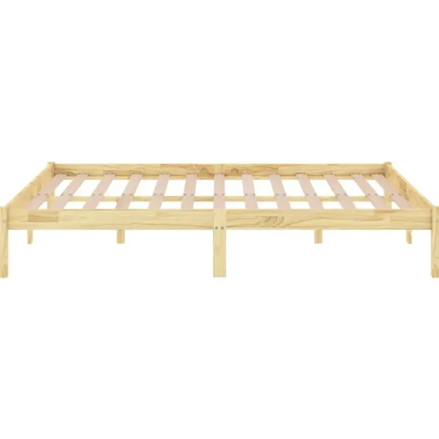 vidaXL - Bed frame met lattenbodem - Naturel - Massief grenenhout - 140x200 cm