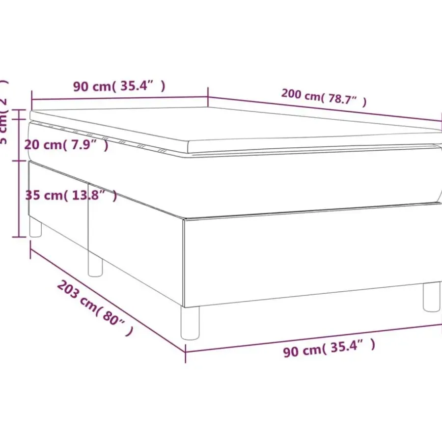 vidaXL - Bed frame met matras - Zwart - Fluweel - 90x200 cm
