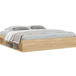Twijfelaars-vidaXL - Bed frame met opbergruimte - Sonoma eikenkleurig - Hout - 200x200 cm