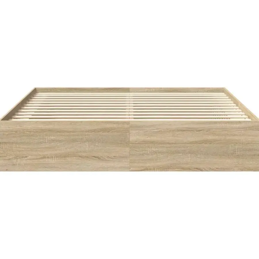 Twijfelaars-vidaXL - Bed frame met opbergruimte - Sonoma eikenkleurig - Hout - 200x200 cm
