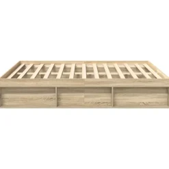 Twijfelaars-vidaXL - Bed frame met opbergruimte - Sonoma eikenkleurig - Hout - 200x200 cm