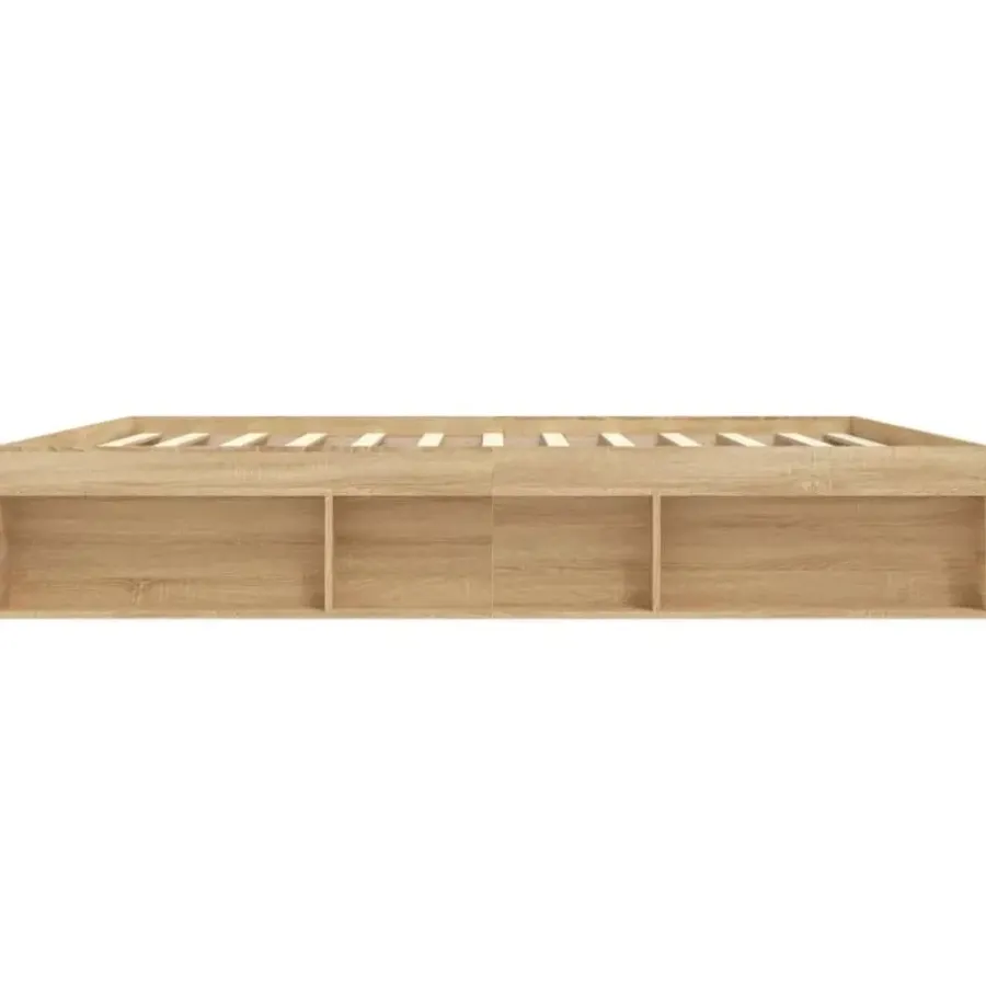 Twijfelaars-vidaXL - Bed frame met opbergruimte - Sonoma eikenkleurig - Hout - 200x200 cm