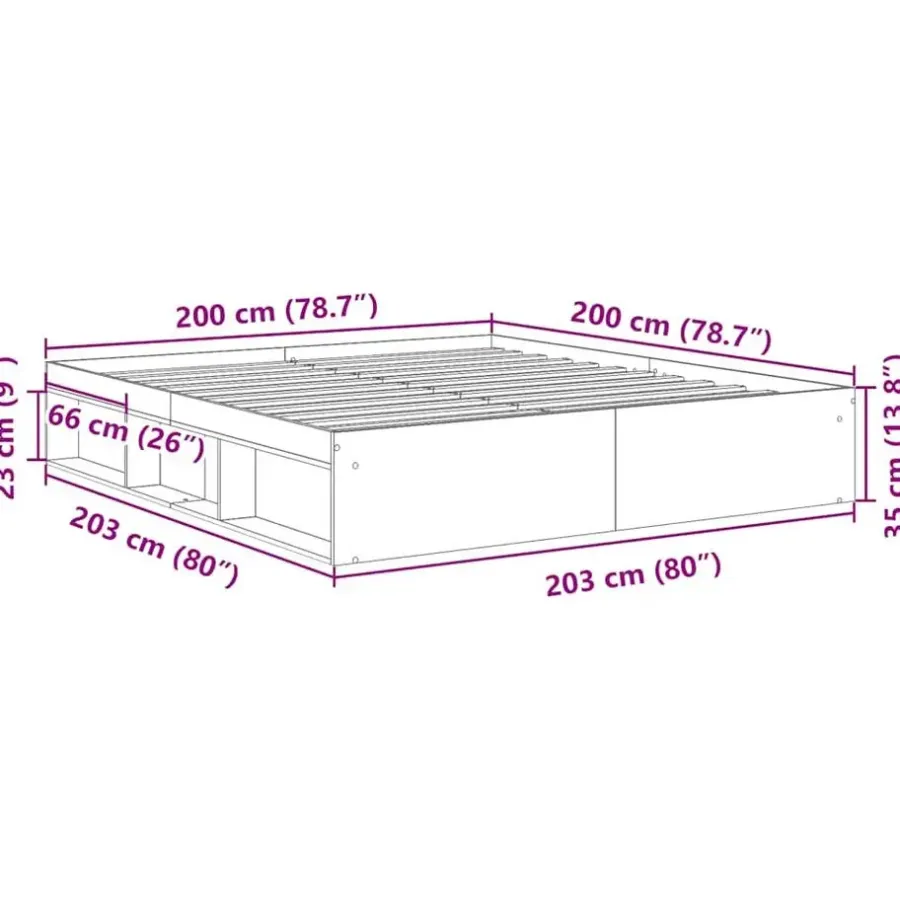 Twijfelaars-vidaXL - Bed frame met opbergruimte - Sonoma eikenkleurig - Hout - 200x200 cm