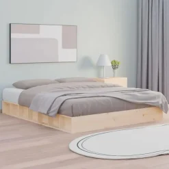 Twijfelaars-vidaXL - Bed frame met opbergruimte - Naturel - Massief hout - 1400x200 cm