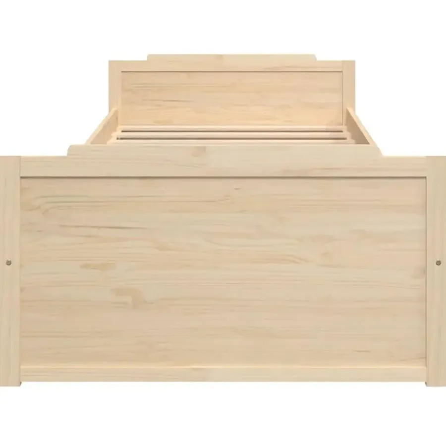 vidaXL - Bed frame met twee lades - Naturel - Massief grenenhout - 90x200 cm