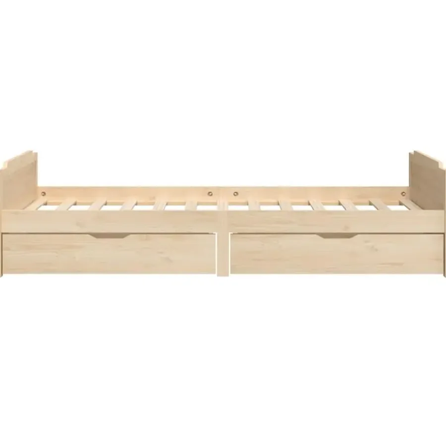 vidaXL - Bed frame met twee lades - Naturel - Massief grenenhout - 90x200 cm