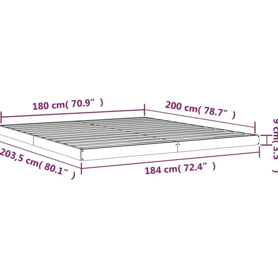 Twijfelaars-vidaXL - Bed frame pallet - Naturel - Massief grenenhout - 180x200 cm