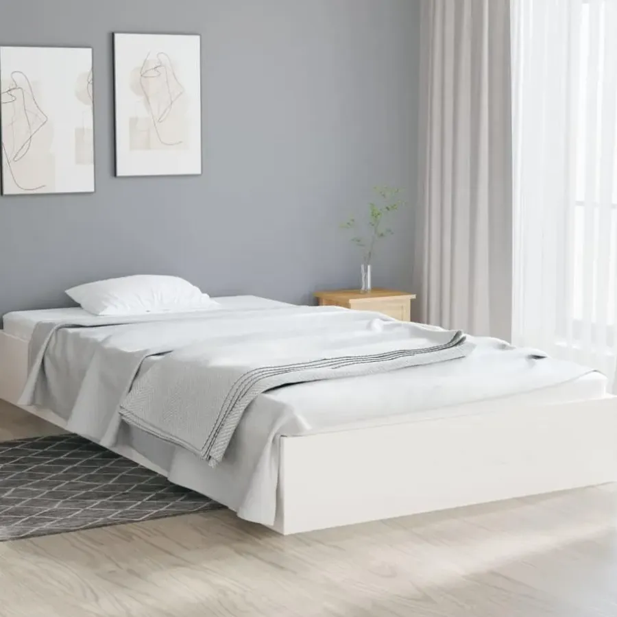 1-Persoons Bedden-vidaXL - Bed frame pallet - Wit - Massief hout - 90x200 cm