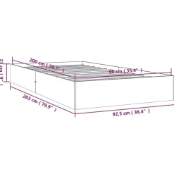 vidaXL - Bed frame pallet met lattenbodem - Naturel- Massief hout - 90x200 cm