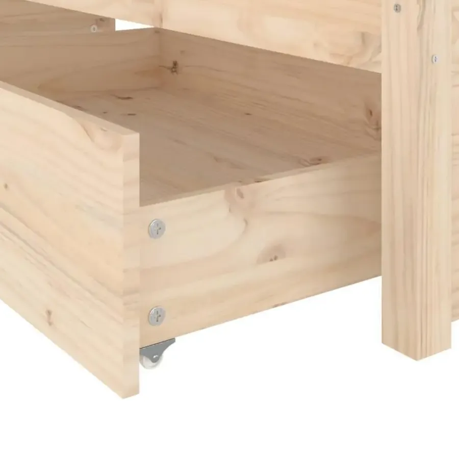 Twijfelaars-vidaXL - Bed frame zonder matras met lades - Naturel - Grenenhout - 120x200 cm